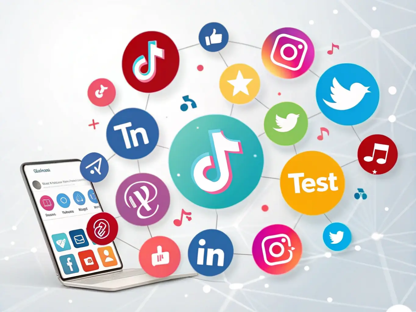 A vibrant image showcasing various social media platforms (Facebook, Instagram, Twitter) with engaging content and a diverse group of people interacting with the posts, reflecting community engagement.